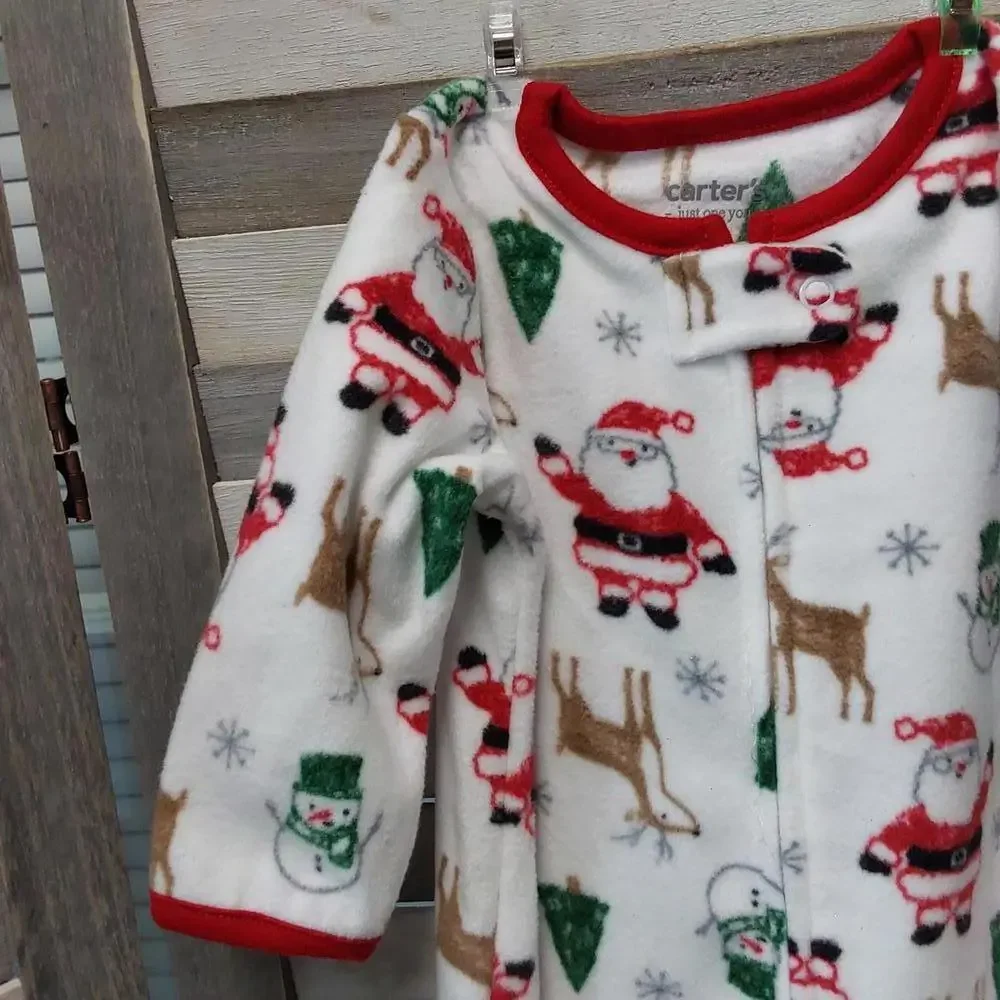Baby Santa Christmas Fleece Fleece Footed Pajama | Carters | 3M
